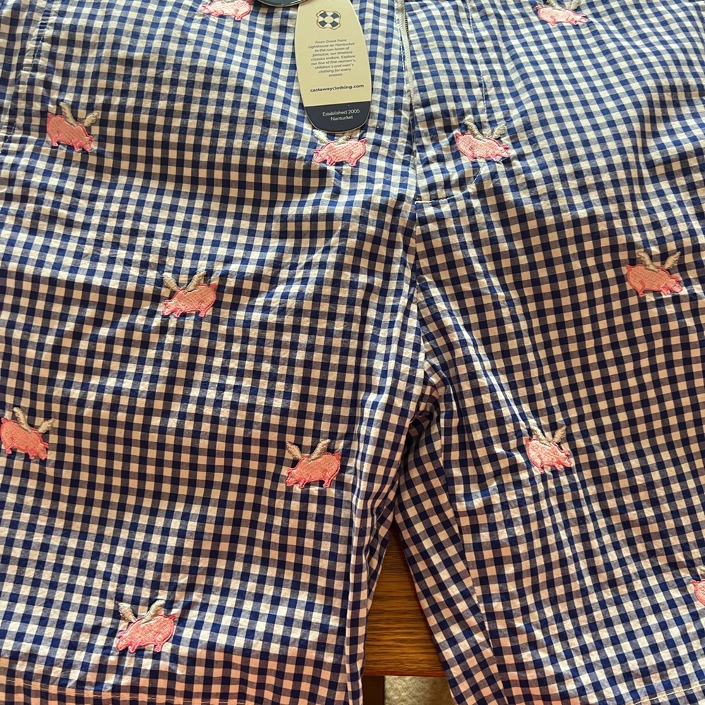 Castaway flying pig shorts, 33, NWT